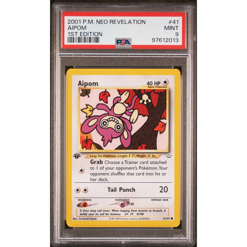 2001 POKEMON NEO REVELATION AIPOM 1ST EDITION 41/64 PSA 9