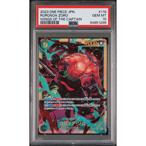 2023 ONE PIECE JPN WINGS OF CAPTAIN ZORO 118 PSA 10
