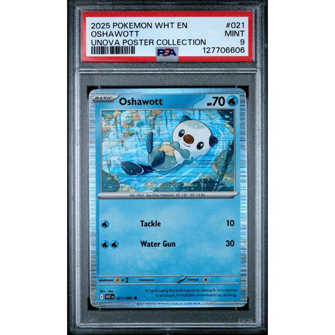2025 POKEMON WHITE FLARE OSHAWOTT UNOVA POSTER COLLECTION 021/086 PSA 9