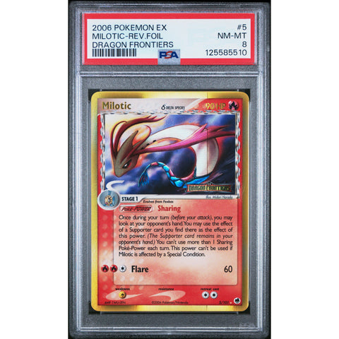 2006 POKEMON EX DRAGON FRONTIERS MILOTIC REVERSE FOIL 5/101 PSA 8