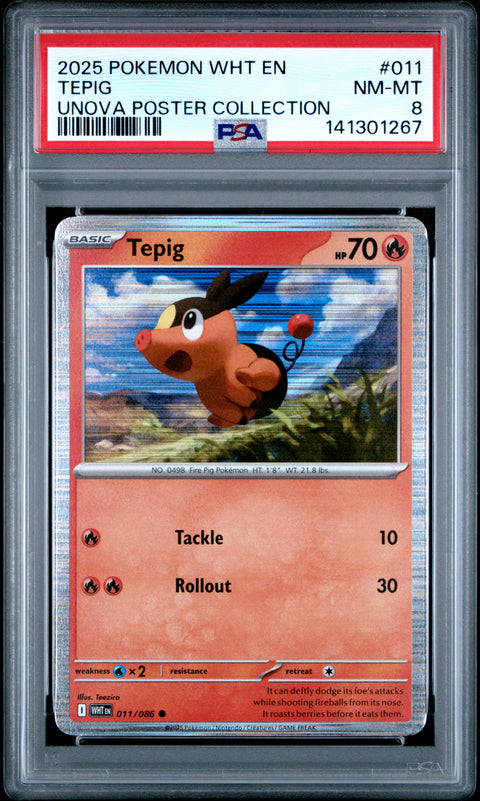 2025 POKEMON WHT EN-WHITE FLARE TEPIG UNOVA POSTER COLLECTION 011/086 PSA 8
