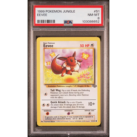 1999 POKEMON JUNGLE EEVEE 51/64 PSA 8 1