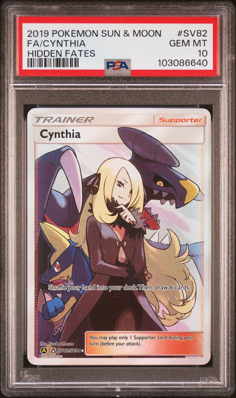 2019 POKEMON HIDDEN FATES CYNTHIA SV82/SV94 PSA 10