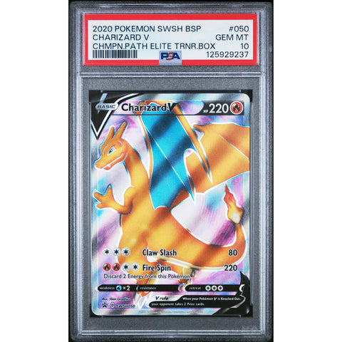 2020 POKEMON BLACK STAR PROMO CHARIZARD V SWSH050 PSA 10