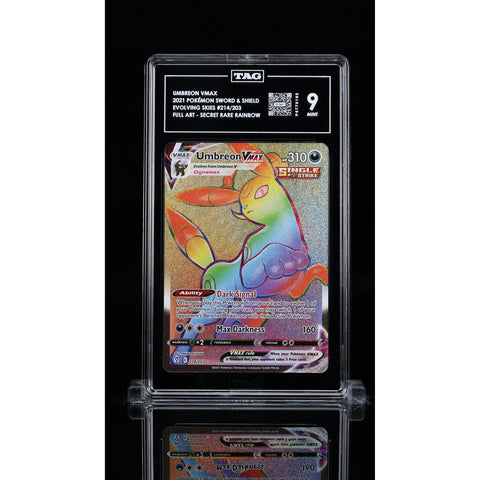 2021 POKEMON EVOLVING SKIES UMBREON SECRET RAINBOW 214/203 TAG 9