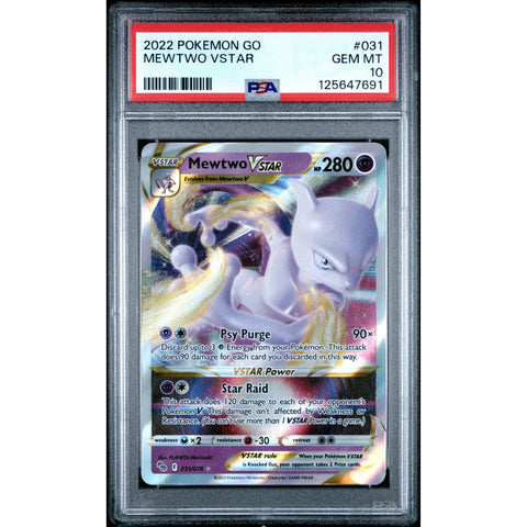 2022 POKEMON POKEMON GO MEWTWO VSTAR 031/78 PSA 10