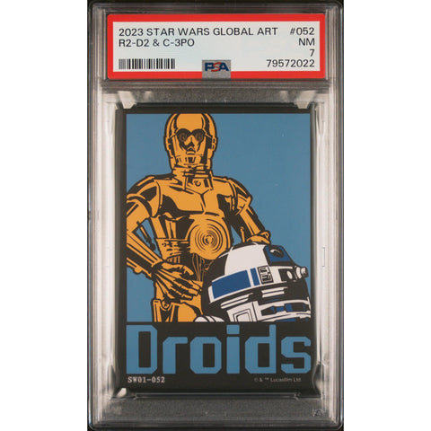 2023 STAR WARS GLOBAL ART JPN R2-D2 C-3PO 052 PSA 7