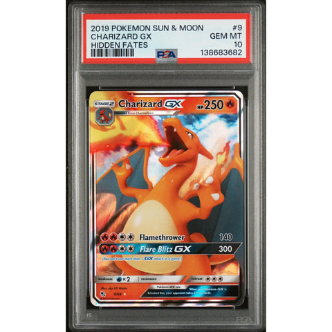 2019 POKEMON HIDDEN FATES CHARIZARD GX 9/68 PSA 10