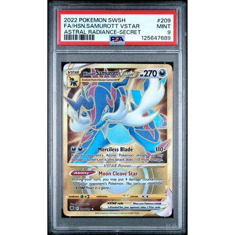 2022 POKEMON ASTRAL RADIANCE HISUIAN SAMUROTT VSTAR 209/189 PSA 9