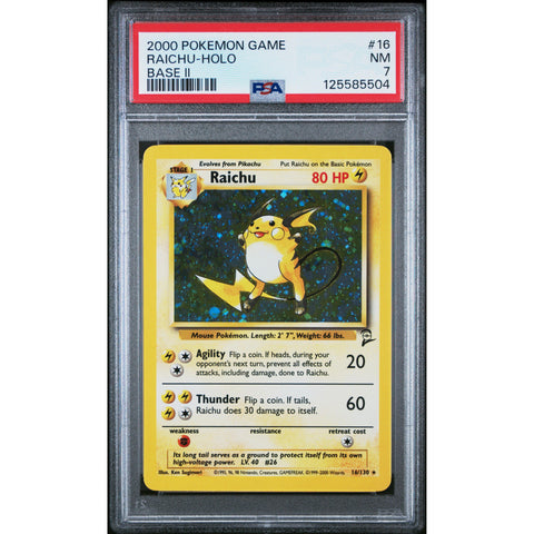2000 POKEMON BASE SET 2 RAICHU HOLO 16/130 PSA 7