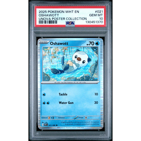 2025 POKEMON WHITE FLARE OSHAWOTT UNOVA POSTER COLLECTION 021/086 PSA 10