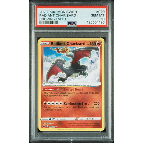 2023 POKEMON CROWN ZENITH RADIANT CHARIZARD 020/159 PSA 10