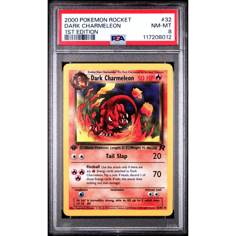 2000 POKEMON ROCKET 1ST EDITION DARK CHARMELEON 32/82 PSA 8