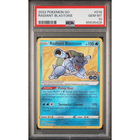 2022 POKEMON GO RADIANT BLASTOISE 018/078 PSA 10