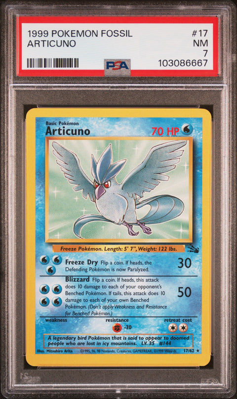 1999 POKEMON FOSSIL ARTICUNO 17/62 PSA 7