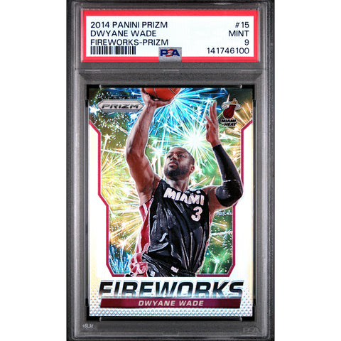 2014 PANINI PANINI PRIZM FIREWORKS DWYANE WADE PRIZM 15 PSA 9