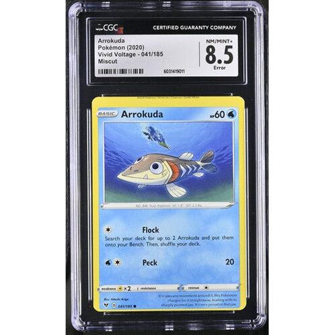 2020 POKEMON VIVID VOLTAGE ARROKUDA ERROR MISCUT 041/185 CGC 8.5