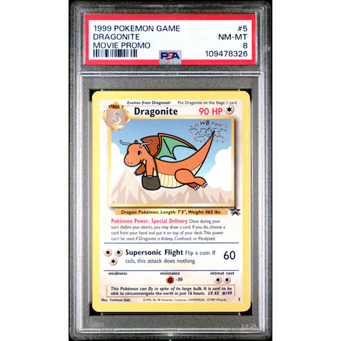 1999 POKEMON MOVIE PROMO DRAGONITE 5 PSA 8