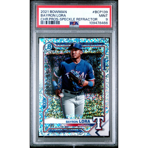 2021 SPORTS BOWMAN CHROME BAYRON LORA SPECKLE REFRACTOR BCP139 PSA 9