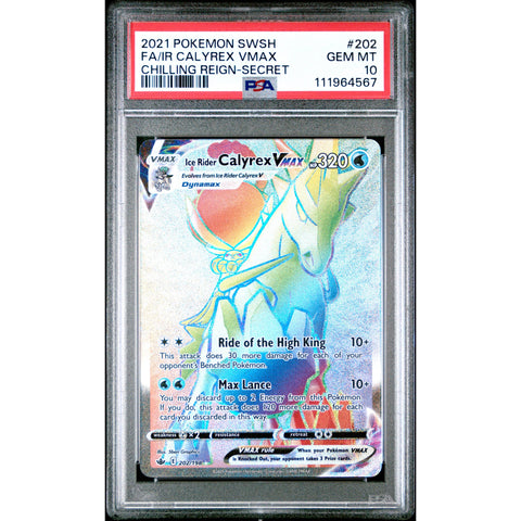 2021 POKEMON CHILLING REIGN CALYREX VMAX SECRET 202/198 PSA 10