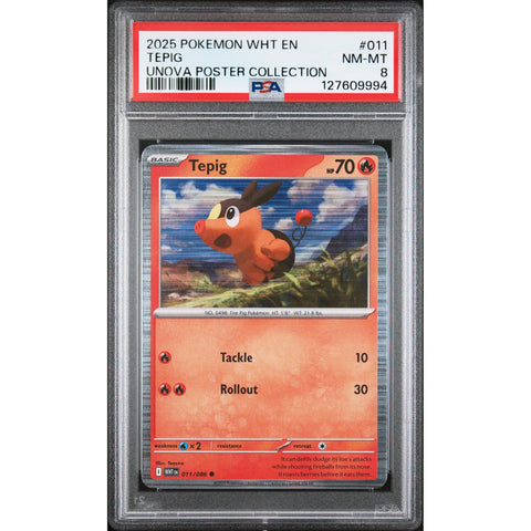 2025 POKEMON WHITE FLARE TEPIG UNOVA POSTER COLLECTION 011/086 PSA 8