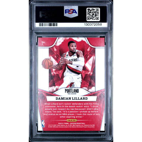 2020 PANINI PANINI CERTIFIED THE MIGHTY DAMIAN LILLARD 7 PSA 10