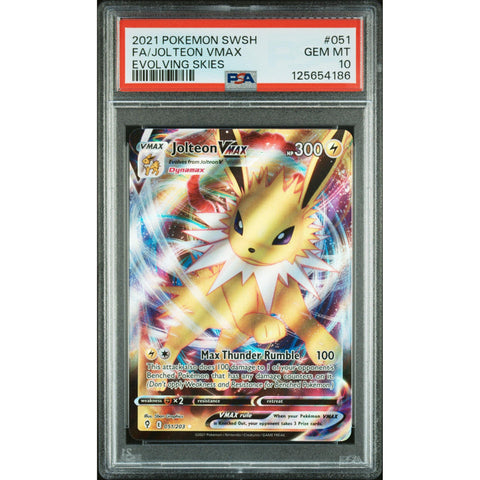 2021 POKEMON EVOLVING SKIES JOLTEON VMAX 051/203 PSA 10