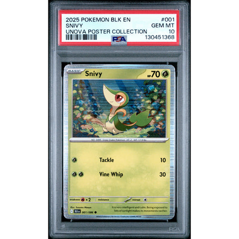 2025 POKEMON BLACK BOLT SNIVY UNOVA POSTER COLLECTION 001/086 PSA 10