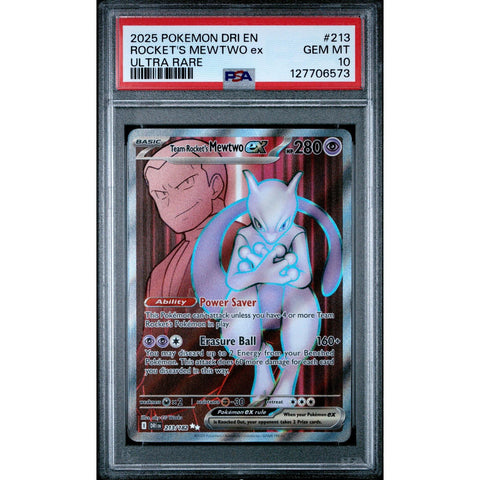 2025 POKEMON DESTINED RIVALS TEAM ROCKET'S MEWTWO 213/182 PSA 10