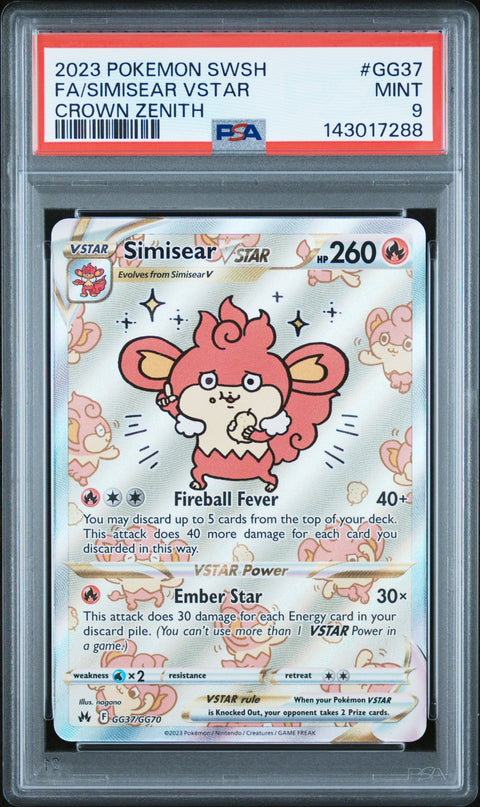 2023 POKEMON SWORD SHIELD CROWN ZENITH SIMISEAR VSTAR GG37/GG70 PSA 9