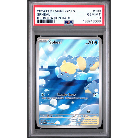2024 POKEMON SSP EN SURGING SPARKS SPHEAL ILLUSTRATION RARE 199/191 PSA 10