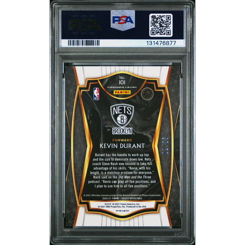 2020 PANINI PANINI SELECT KEVIN DURANT BLUE/WHITE/GREEN SHIMMER 101 02/025 PSA 10