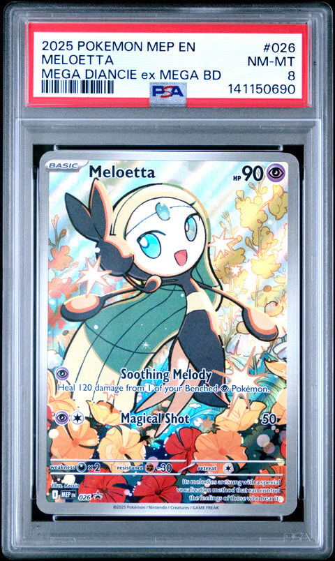 2025 POKEMON MELOETTA MEGA DIANCIE EX MEGA BATTLE DECK 026 PSA 8