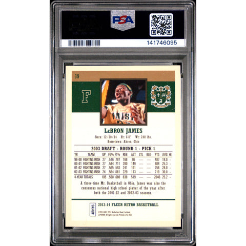 2013 FLEER FLEER RETRO LEBRON JAMES 39 PSA 9