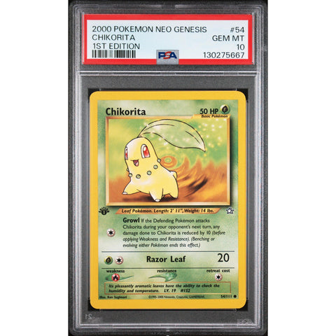 2000 POKEMON NEO GENESIS 1ST EDITION CHIKORITA 54/111 PSA 10