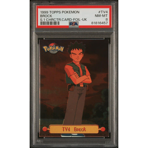 1999 POKEMON TOPPS SERIES 1 BROCK FOIL TV4 PSA 8
