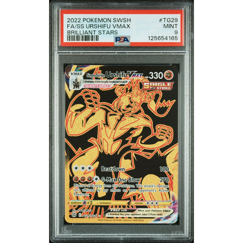 2022 POKEMON BRILLIANT STARS SINGLE STRIKE URSHIFU VMAX TG29/TG30 PSA 9