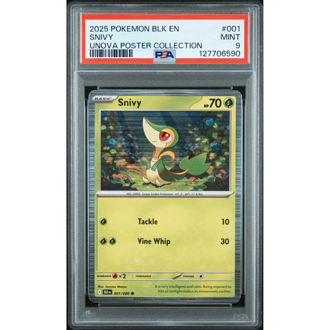 2025 POKEMON BLACK BOLT SNIVY UNOVA POSTER COLLECTION 001/086 PSA 9