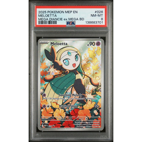 2025 POKEMON MELOETTA MEGA DIANCIE EX MEGA BATTLE DECK MEP026 PSA 8