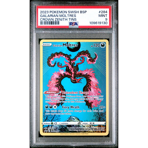 2023 POKEMON GALARIAN MOLTRES CROWN ZENITH TIN 284/159 PSA 9