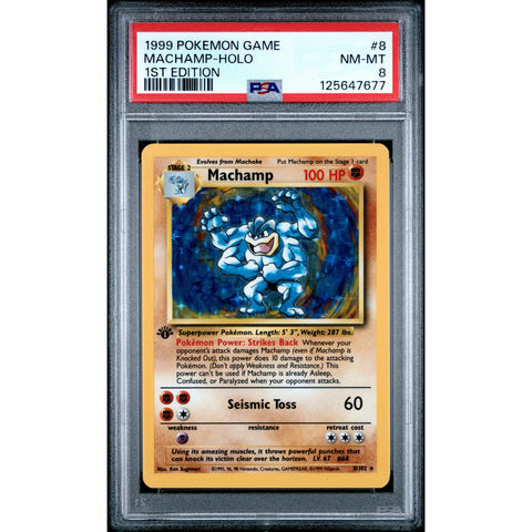 1999 POKEMON GAME MACHAMP 1ST EDITION 8/102 PSA 8