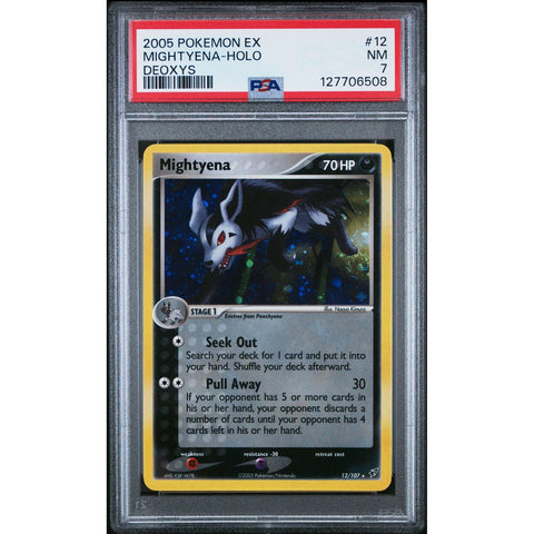 2005 POKEMON EX DEOXYS MIGHTYENA 12/107 PSA 7