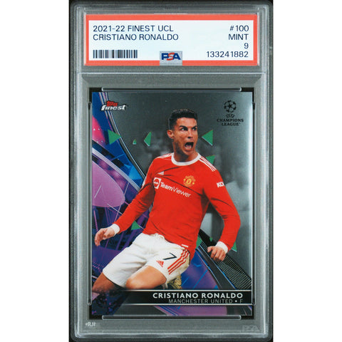 2021-2022 TOPPS TOPPS FINEST UEFA CHAMPIONS LEAGUE CRISTIANO RONALDO 100 PSA 9