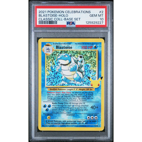 2021 POKEMON CELEBRATIONS BLASTOISE 2/102 PSA 10