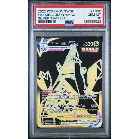 2022 POKEMON SILVER TEMPEST FULL ART/DURALUDON VMAX TG30/TG30 PSA 10