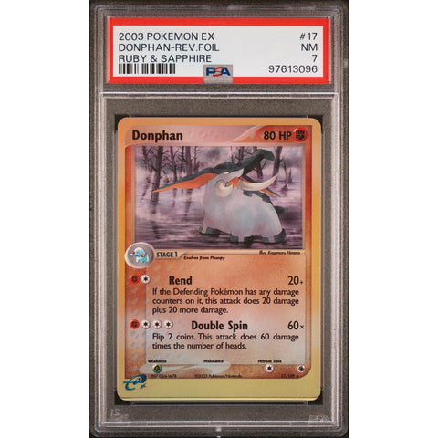 2003 POKEMON RUBY & SAPPHIRE DONPHAN REVERSE HOLO 17/109 PSA 7