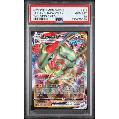2021 POKEMON EVOLVING SKIES RAYQUAZA VMAX 111/203 PSA 10