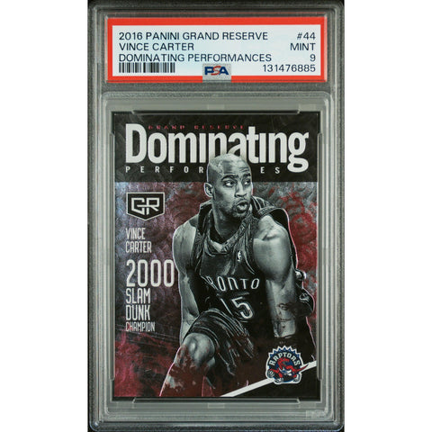 2016 PANINI PANINI GRAND RESERVE DOMINATING PERFORMANCES VINCE CARTER 44 PSA 9