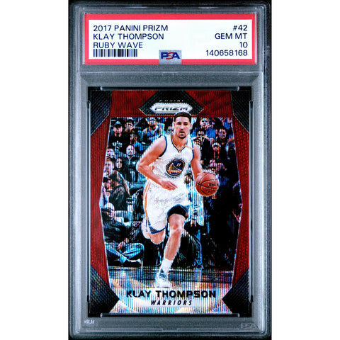 2017 PANINI PANINI PRIZM KLAY THOMPSON RUBY WAVE 42 PSA 10