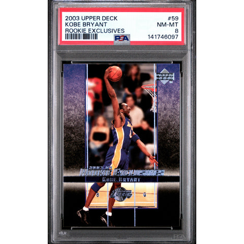 2003 UPPER DECK UPPER DECK ROOKIE EXCLUSIVES KOBE BRYANT 59 PSA 8